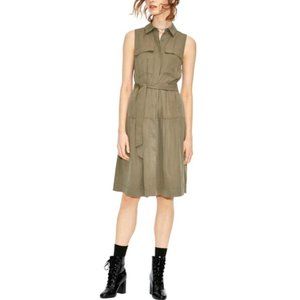 Maison Jules Plus Size Olive Green Utility-Pocket Shirt Dress Size XXL